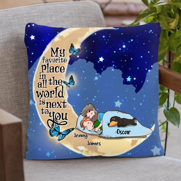 Personalized Sleep On Moon Quilt/Fleece Blanket/Pillow Cover - Up to 5 Pets - Best Gift For Dog/Cat Lover - I Love You To The Moon And Back