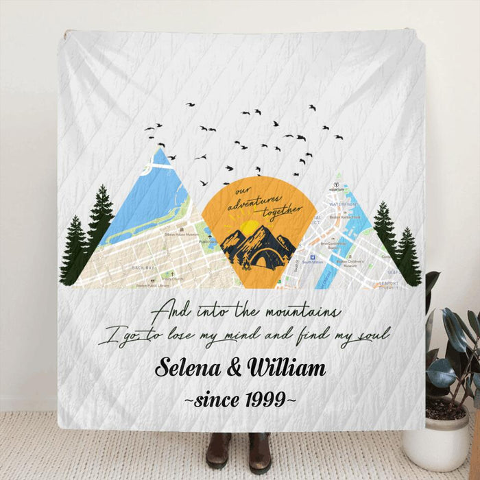 Personalized Camping Map Pillow Cover/Quilt/Fleece Blanket  - Up to 6 Maps - Best Gift For Camping Lovers - Taking Memories And Leaving Footprints