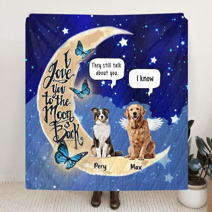 Personalized Dog Moon Memorial Pillow Cover & Quilt/Fleece Blanket - Up to 5 Dogs - Memorial Gift For Dog Lover