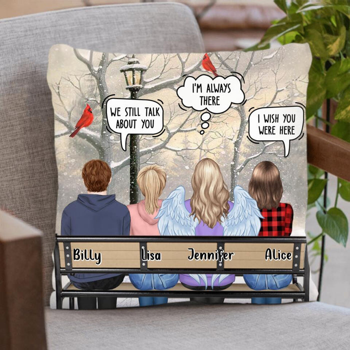 Personalized Memorial Family Pillow Cover/Cushion Cover - Daughters/Sons With Mom/Dad - Memorial Gift For Family Members - We Still Talk About You
