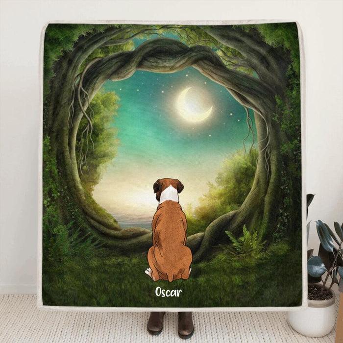 Personalized Memorial Blanket/Pillow Cover Cushion Cover - Gift for Dog/Cat Lovers - Memorial conversation in forest quilt/fleece/pillow cover- Up to 5 Pets