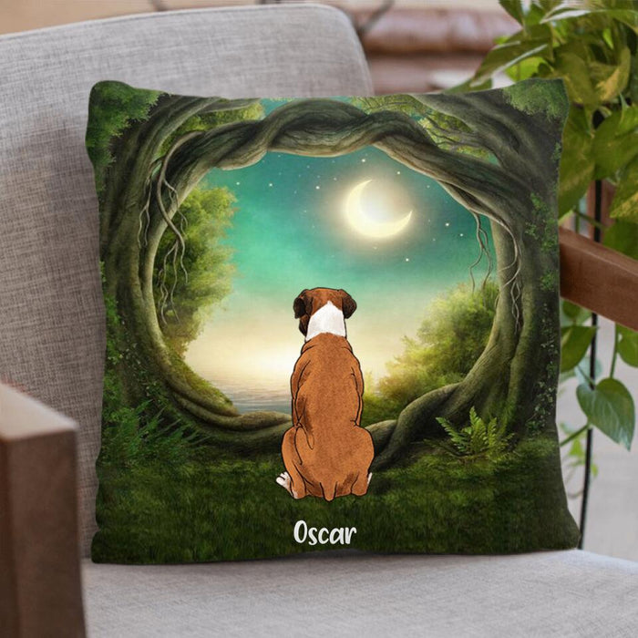 Personalized Memorial Blanket/Pillow Cover Cushion Cover - Gift for Dog/Cat Lovers - Memorial conversation in forest quilt/fleece/pillow cover- Up to 5 Pets