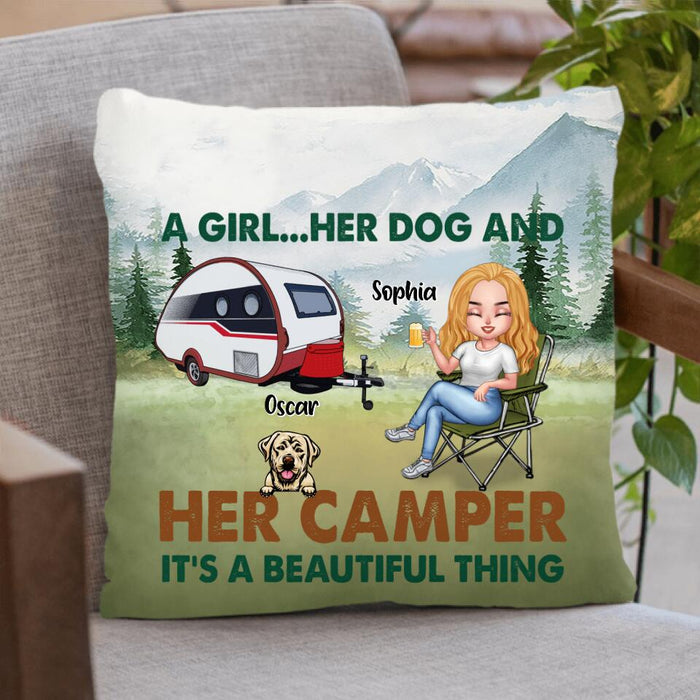 Personalized Camping With Dogs Pillow Cover - Up to 5 Dogs - Best Gift For Dog Lovers - I Like Camping And Dogs And Maybe 3 People