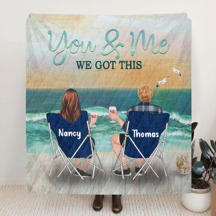 Personalized Family Quilt/Fleece Blanket/Pillow Cover - Best Gift For Couple/Family - You & Me We Got This