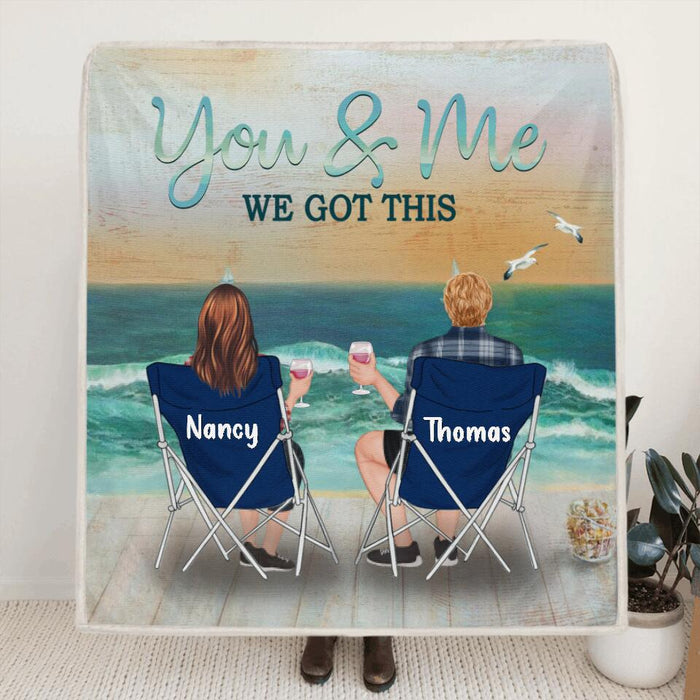 Personalized Family Quilt/Fleece Blanket/Pillow Cover - Best Gift For Couple/Family - You & Me We Got This
