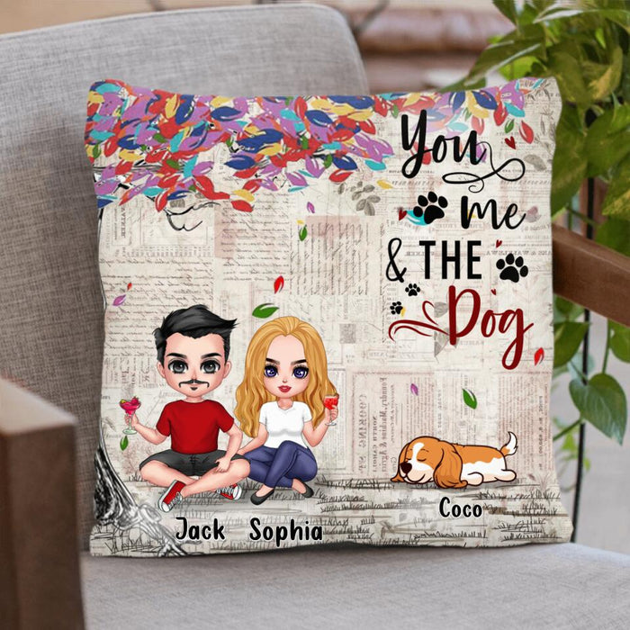 Personalized Couple And Dogs Quilt/Fleece Blanket/Pillow Cover - Up to 5 Dogs - Best Gift For Couple/Dog Lovers - You And Me & The Dogs
