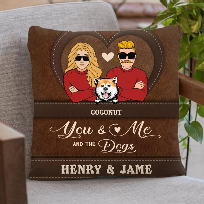 Personalized You & Me And The Dogs Pillow Cover/Quilt/Fleece Blanket - Up to 5 Dogs - Valentine's Day Gift Idea For Couple/Dog Lover