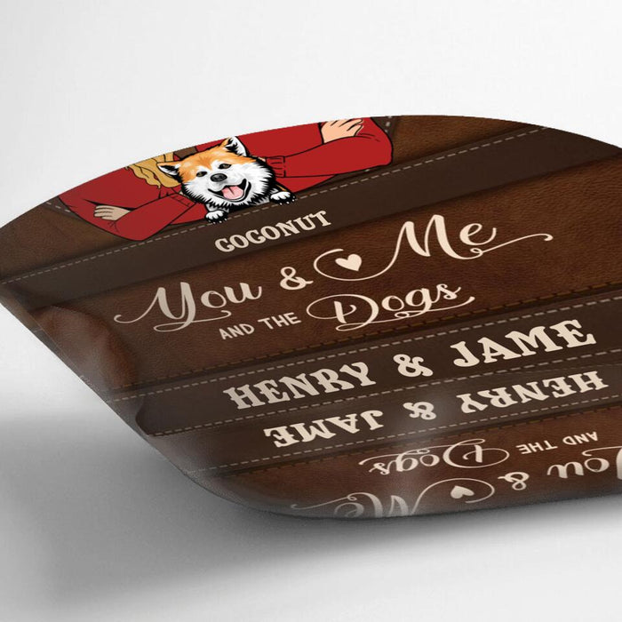 Personalized You & Me And The Dogs Pillow Cover/Quilt/Fleece Blanket - Up to 5 Dogs - Valentine's Day Gift Idea For Couple/Dog Lover