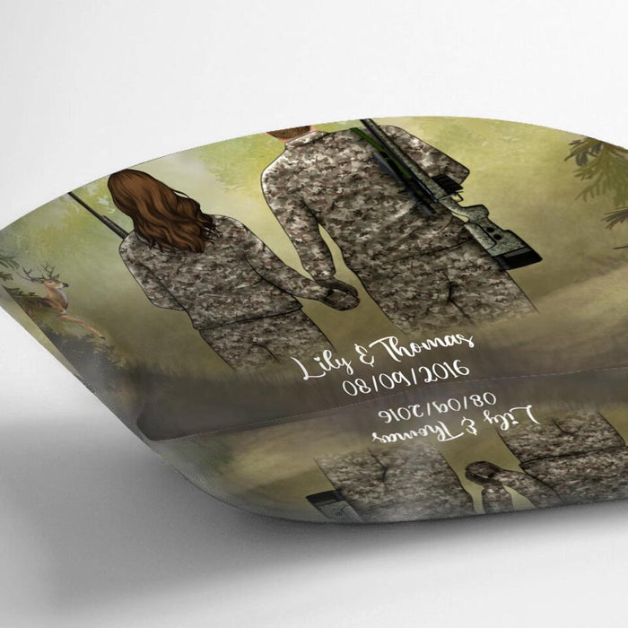 Personalized Hunting Pillow Cover Cushion Cover - Hunting Couple Holding Hands Pillow Cover - The couple that hunts together stays together