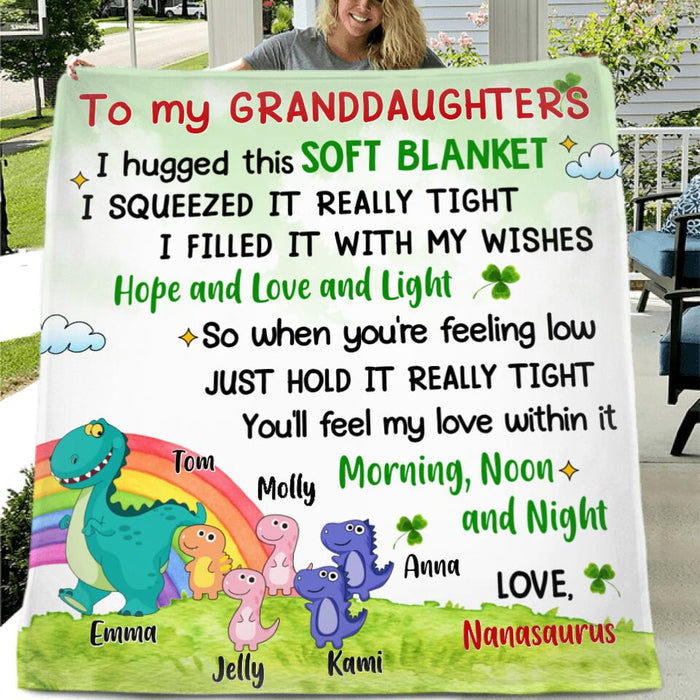 Personalized Dinosaur Mom Quilt/Fleece Throw Blanket/Pillow Cover - Up to 5 Dinosaurs - Gift Idea For Family