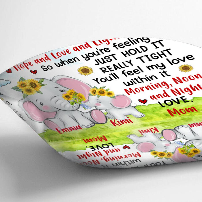 Personalized Elephant Mom Daughter Pillow Cover/Quilt/Fleece Throw Blanket - Gift Idea For Child From Mother/Grandma