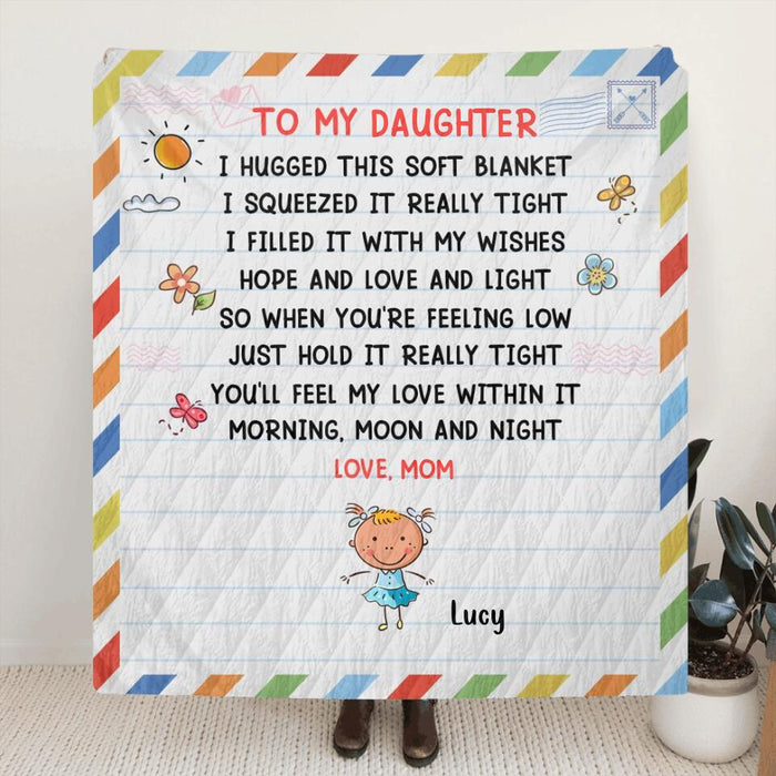 Personalized To My Daughter Pillow Cover/Quilt/Fleece Blanket - Up to 14 Kids - Gift Idea For Family