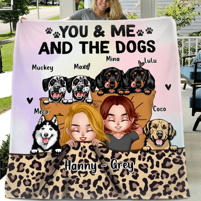 Personalized Dog Blanket/Pillow Cover - Up to 6 Dogs - Gift for Couples, Dog Lovers - You & Me And The Dogs