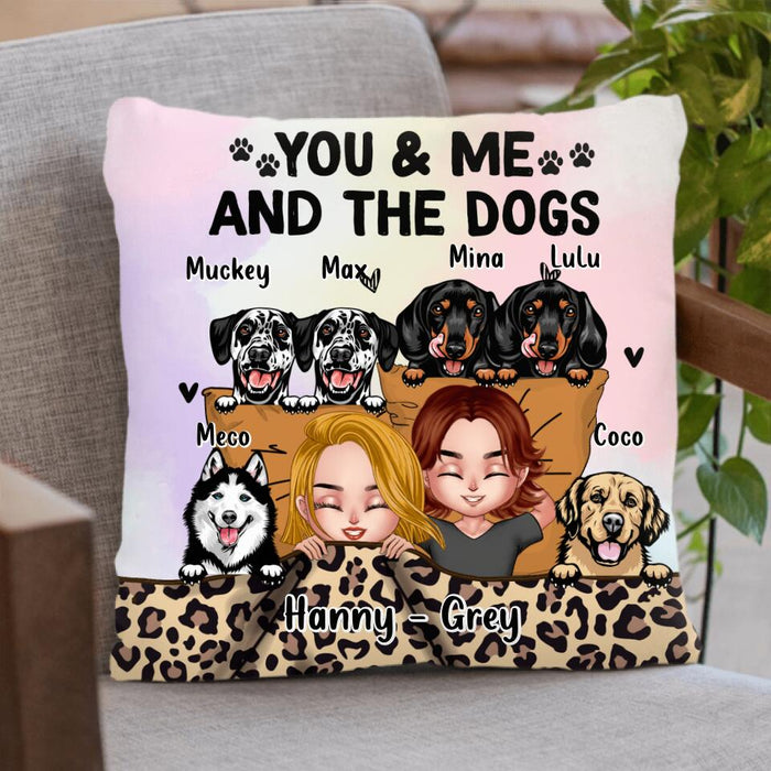 Personalized Dog Blanket/Pillow Cover - Up to 6 Dogs - Gift for Couples, Dog Lovers - You & Me And The Dogs