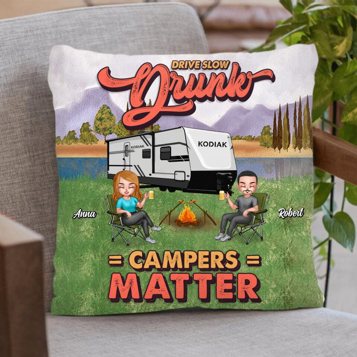 Personalized Camping Pillow Cover - Gift For Camping Lovers with up to 4 people - Weekend Forecast: Camping With A Chance Of Drinking