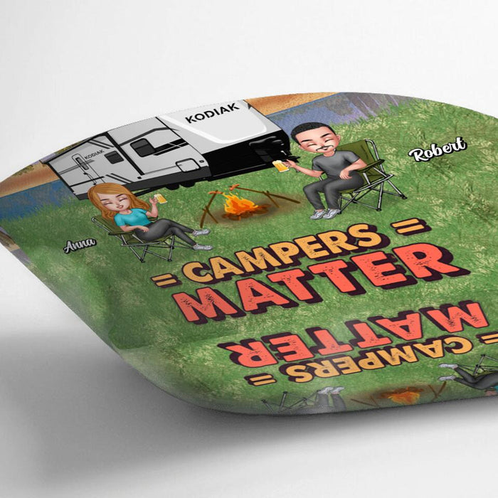 Personalized Camping Pillow Cover - Gift For Camping Lovers with up to 4 people - Weekend Forecast: Camping With A Chance Of Drinking