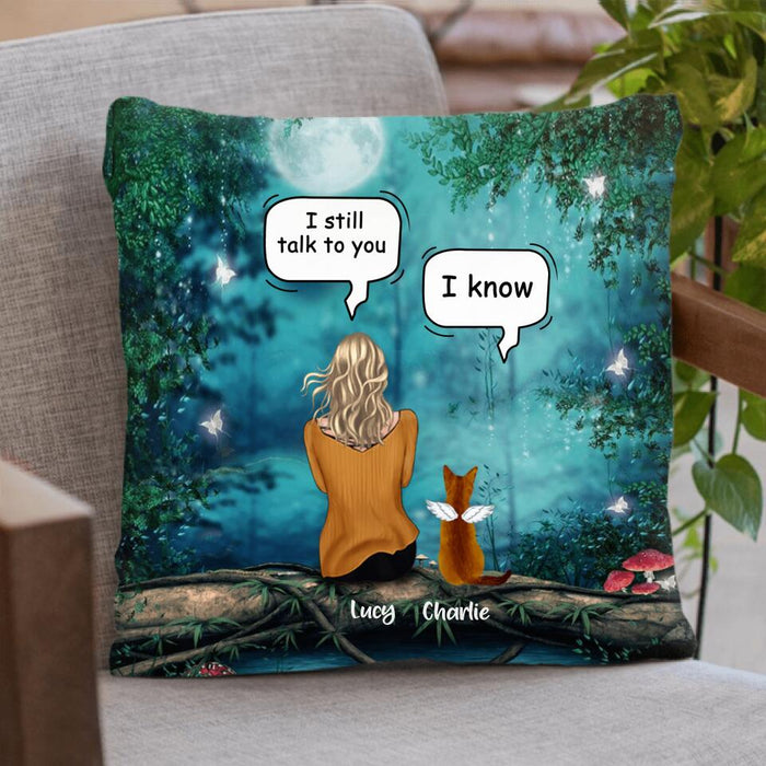 Personalized Cat Memorial Pillow Cover/Quilt/Fleece Blanket - Up to 5 Cats - Best Gift For Cat Lover - I Still Talk To You