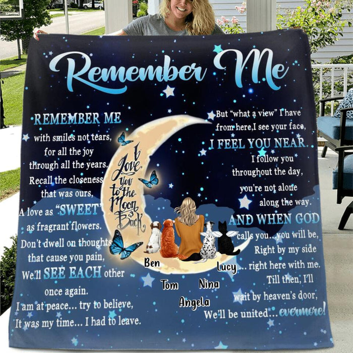 Personalized Memorial Quilt/Fleece Blanket/Pillow Cover - Up to 4 Pets - Best Gift For Dog/Cat Lovers - Remember Me