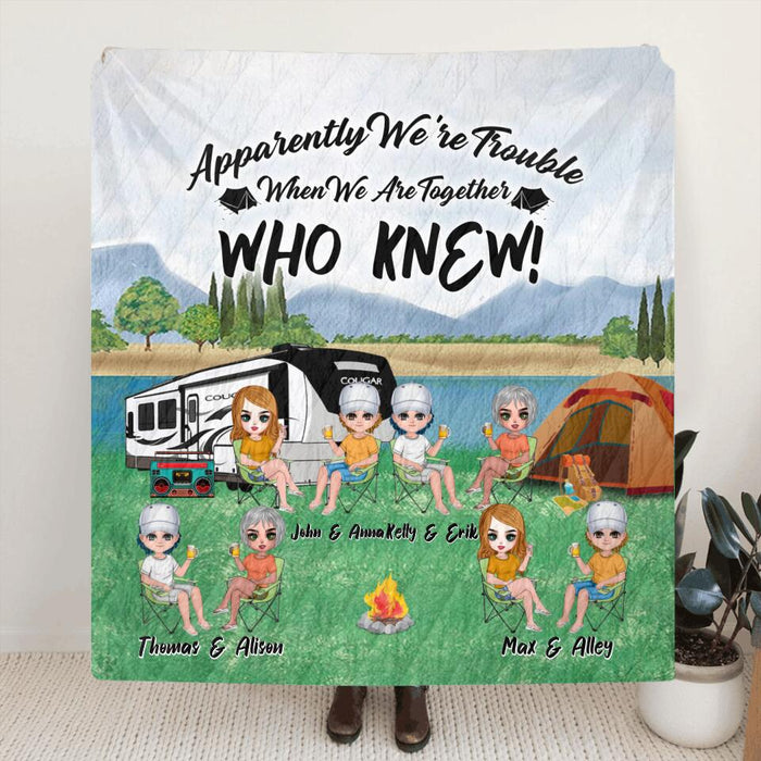 Personalized Camping Friends Quilt/Fleece Blanket/Pillow Cover - Up to 8 People - Best Gift For Camping Lovers - Life Is Better When You're Camping With Friends