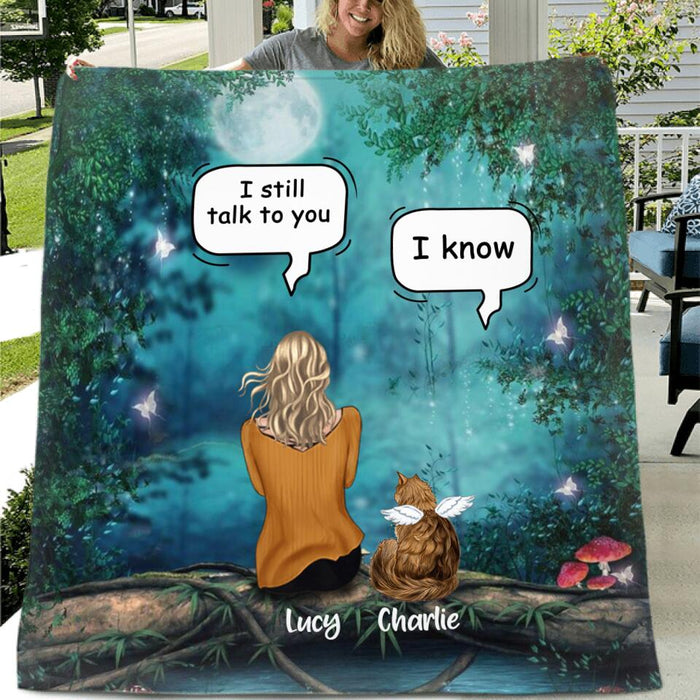 Personalized Cat Memorial Pillow Cover/Quilt/Fleece Blanket - Up to 5 Cats - Best Gift For Cat Lover - I Still Talk To You