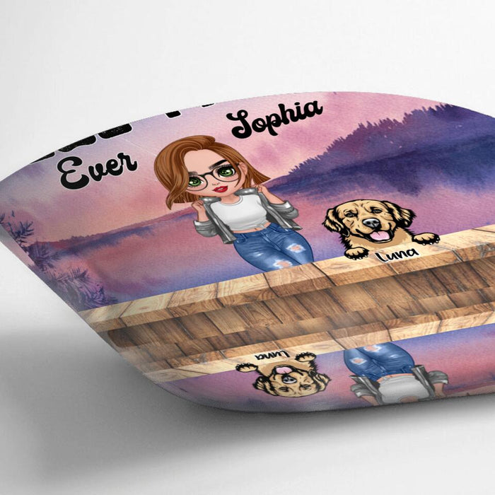 Personalized Dog Mom Chibi Front Pillow Cover - Gifts For Dog Lover With Up to 4 Dogs - Best Dog Mom Ever