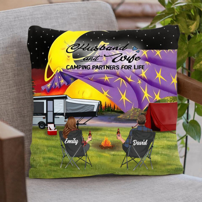 Personalized Camping Pillow Cover/Fleece Blanket/Quilt - Couple/Parents With Up to 3 Kids And 4 Pets - Gift Idea For Camping Lover - Fill Your Life With Adventures