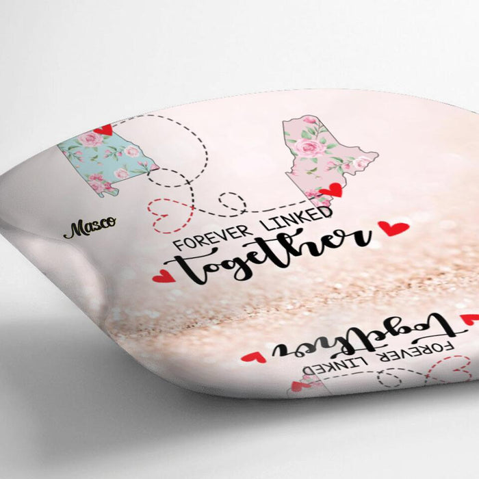 Personalized Long Distance Relationship Pillow Cover - Best Gift Idea For Mother's Day/Father's Day - Mother & Daughter Forever Linked Together