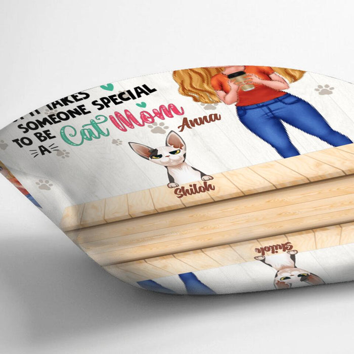 Personalized Cat Mom Chibi Pillow - Up to 6 Cats - Gift Idea For Cat Lovers/Mother's Day - Any Woman Can Be A Mother But It Takes Someone Special To Be A Cat Mom