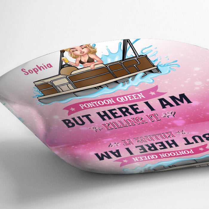 Personalized Pontoon Queen Pillow Cover/Blanket - Gift For Pontoon Lover - I Never Dreamed I'd Grow Up To Be A Super Sexy Pontoon Queen, But Here I Am Killing It