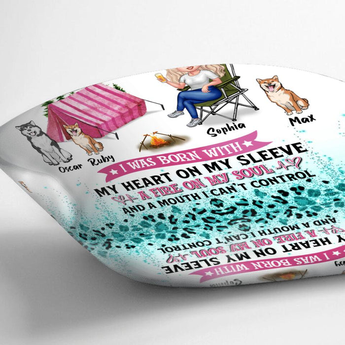 Personalized Camping Blanket/Pillow Cover - Gift For Camping Lovers, Dog Mom - Camping Queen Dog Mom - Up to 3 Dogs - I am a camping girl