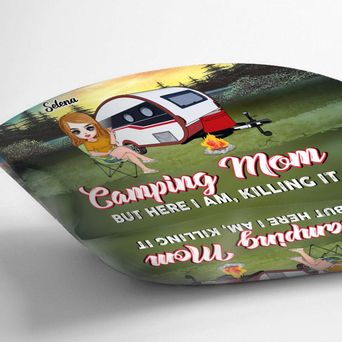 Personalized Camping Mom Pillow Cover/Fleece Blanket/Quilt - Up to 3 Dogs - Gift Idea For Camping Lover/Dog Lover - Camping Mom Classy Sassy And A Bit Smart Assy