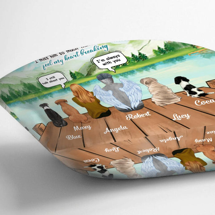 Personalized Memorial Pillow Cover - Memorial Gift From Daughter To Father With Up To 4 Dogs - I Miss Him So Much