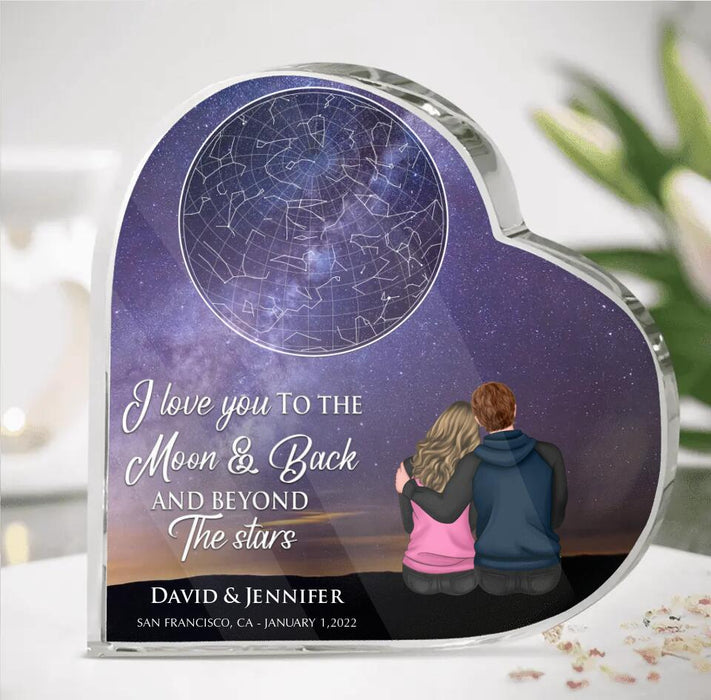 Personalized Couple Acrylic Plaque - Gift Idea For Couple - I Love You To The Moon & Back