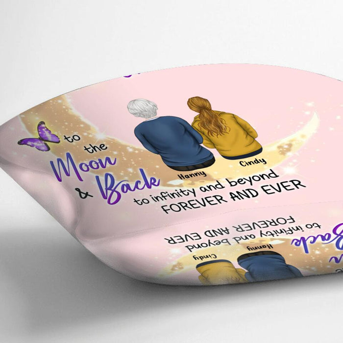 Personalized Grandma Pillow Cover - Up to 5 Kids - This Grandma Loves Her Grandkids To The Moon And Back