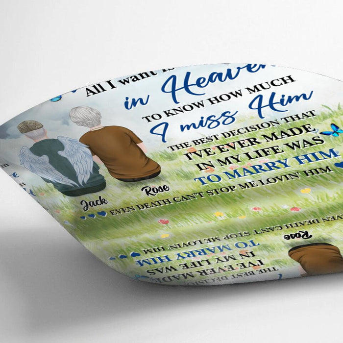 Personalized Couple Quilt/Fleece Blanket/Pillow Cover - Memorial Gift Idea For Couple - I Am A Wife To A Husband With Wings