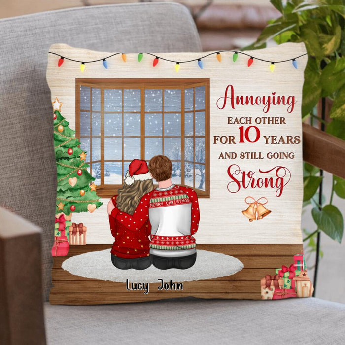 Personalized Annoying Anniversary Couple Pillow Cover - Gift Idea For Couple/Christmas/Anniversary - Couple With Up to 4 Dogs - Annoying Each Other For 10 Years And Still Going Strong