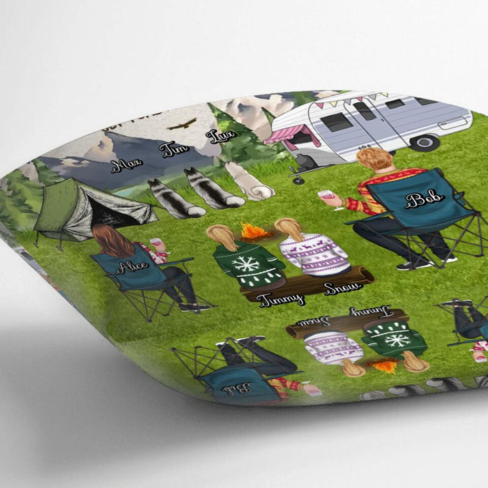 Personalized Camping Quilt/Fleece Blanket/Pillow Cover - Adult/Couple/Single Parent/Parents with Up to 3 Pets - Gift Idea For Couple/Camping/Dog/Cat Lovers - Welcome To Our Campsite