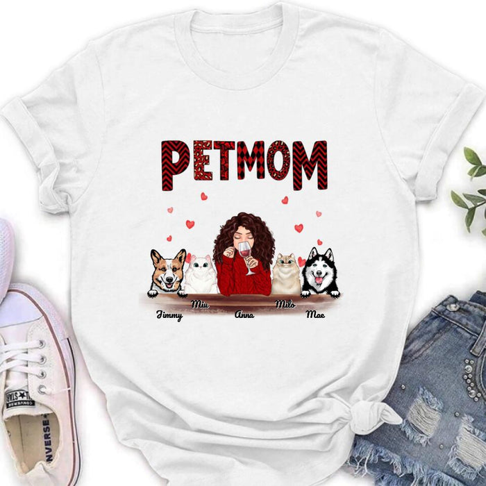 Personalized Dog/Cat T-shirt/Hoodie/Long Sleeves/Sweater - Gift For Dog Mom/Cat Mom - Up to 4 Pets