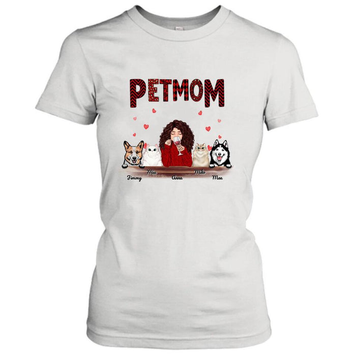 Personalized Dog/Cat T-shirt/Hoodie/Long Sleeves/Sweater - Gift For Dog Mom/Cat Mom - Up to 4 Pets