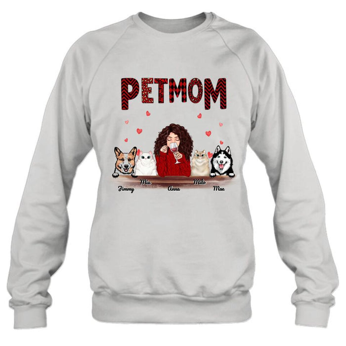 Personalized Dog/Cat T-shirt/Hoodie/Long Sleeves/Sweater - Gift For Dog Mom/Cat Mom - Up to 4 Pets