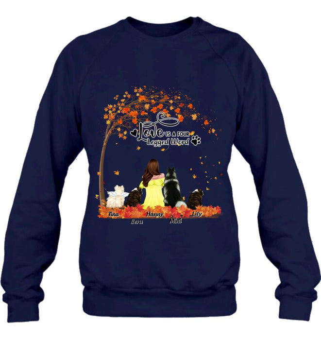 Personalized Dog Mom Autumn T-shirt/Hoodie/Sweater/Long Sleeves - Gift for Dog Mom - Up to 4 Dogs