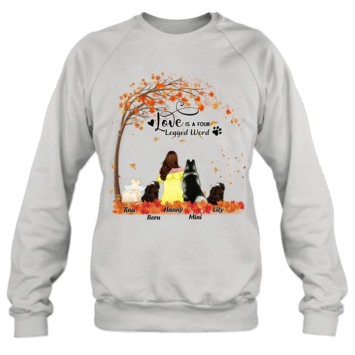 Personalized Dog Mom Autumn T-shirt/Hoodie/Sweater/Long Sleeves - Gift for Dog Mom - Up to 4 Dogs