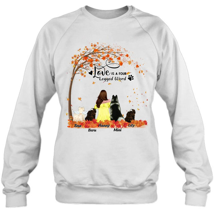 Personalized Dog Mom Autumn T-shirt/Hoodie/Sweater/Long Sleeves - Gift for Dog Mom - Up to 4 Dogs