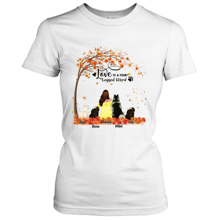 Personalized Dog Mom Autumn T-shirt/Hoodie/Sweater/Long Sleeves - Gift for Dog Mom - Up to 4 Dogs