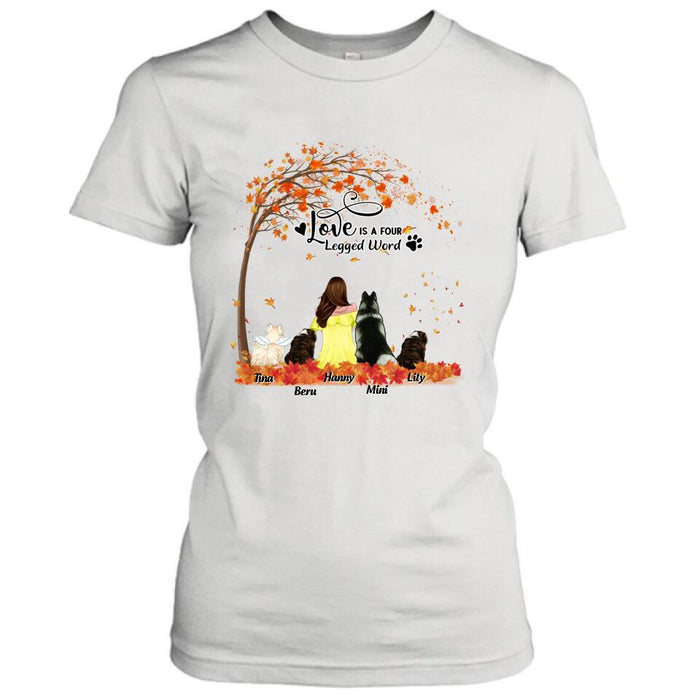 Personalized Dog Mom Autumn T-shirt/Hoodie/Sweater/Long Sleeves - Gift for Dog Mom - Up to 4 Dogs