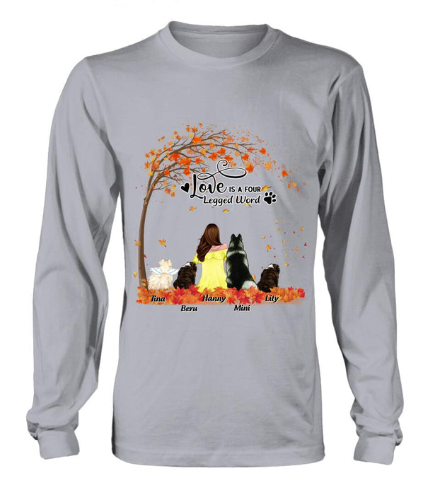 Personalized Dog Mom Autumn T-shirt/Hoodie/Sweater/Long Sleeves - Gift for Dog Mom - Up to 4 Dogs
