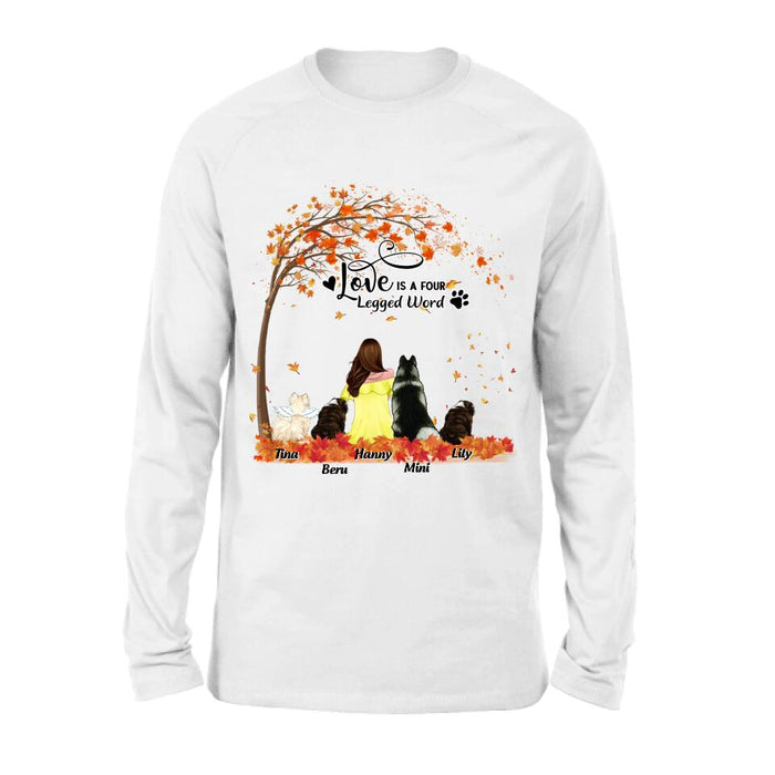 Personalized Dog Mom Autumn T-shirt/Hoodie/Sweater/Long Sleeves - Gift for Dog Mom - Up to 4 Dogs
