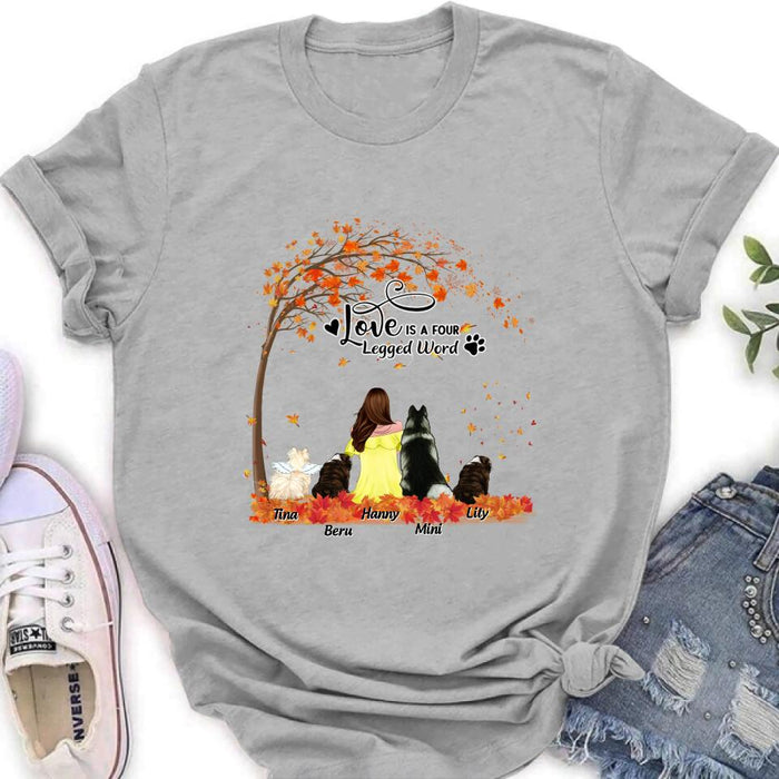 Personalized Dog Mom Autumn T-shirt/Hoodie/Sweater/Long Sleeves - Gift for Dog Mom - Up to 4 Dogs
