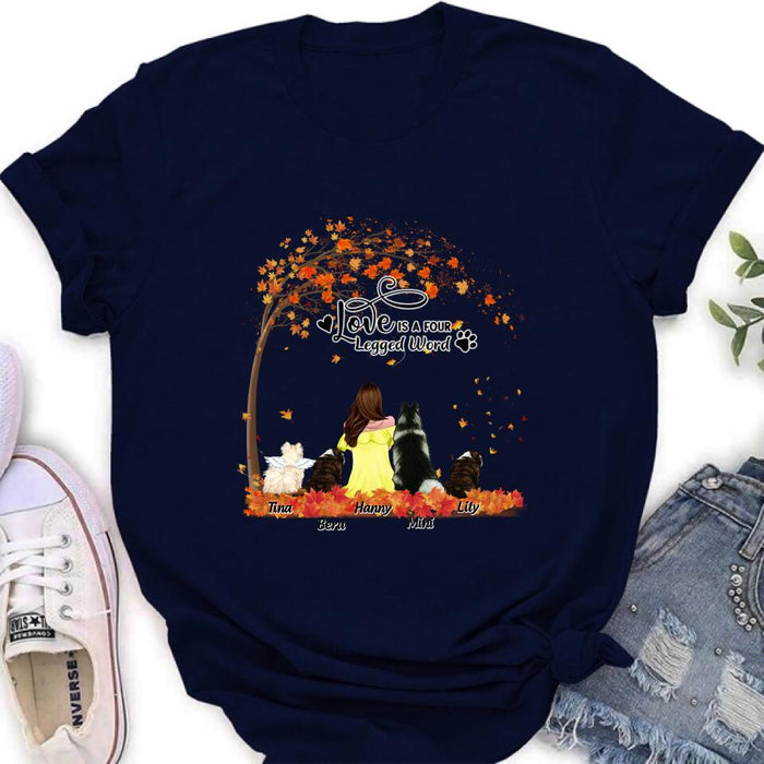 Personalized Dog Mom Autumn T-shirt/Hoodie/Sweater/Long Sleeves - Gift for Dog Mom - Up to 4 Dogs