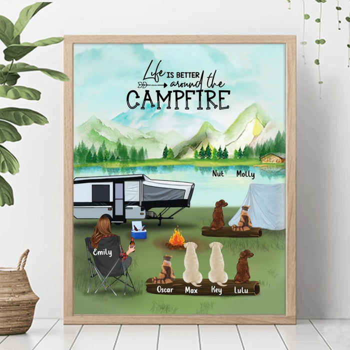 Personalized Camping Poster - Gift For Pet Mom/Dad, Solo Camping Lovers - Up to 6 Pets